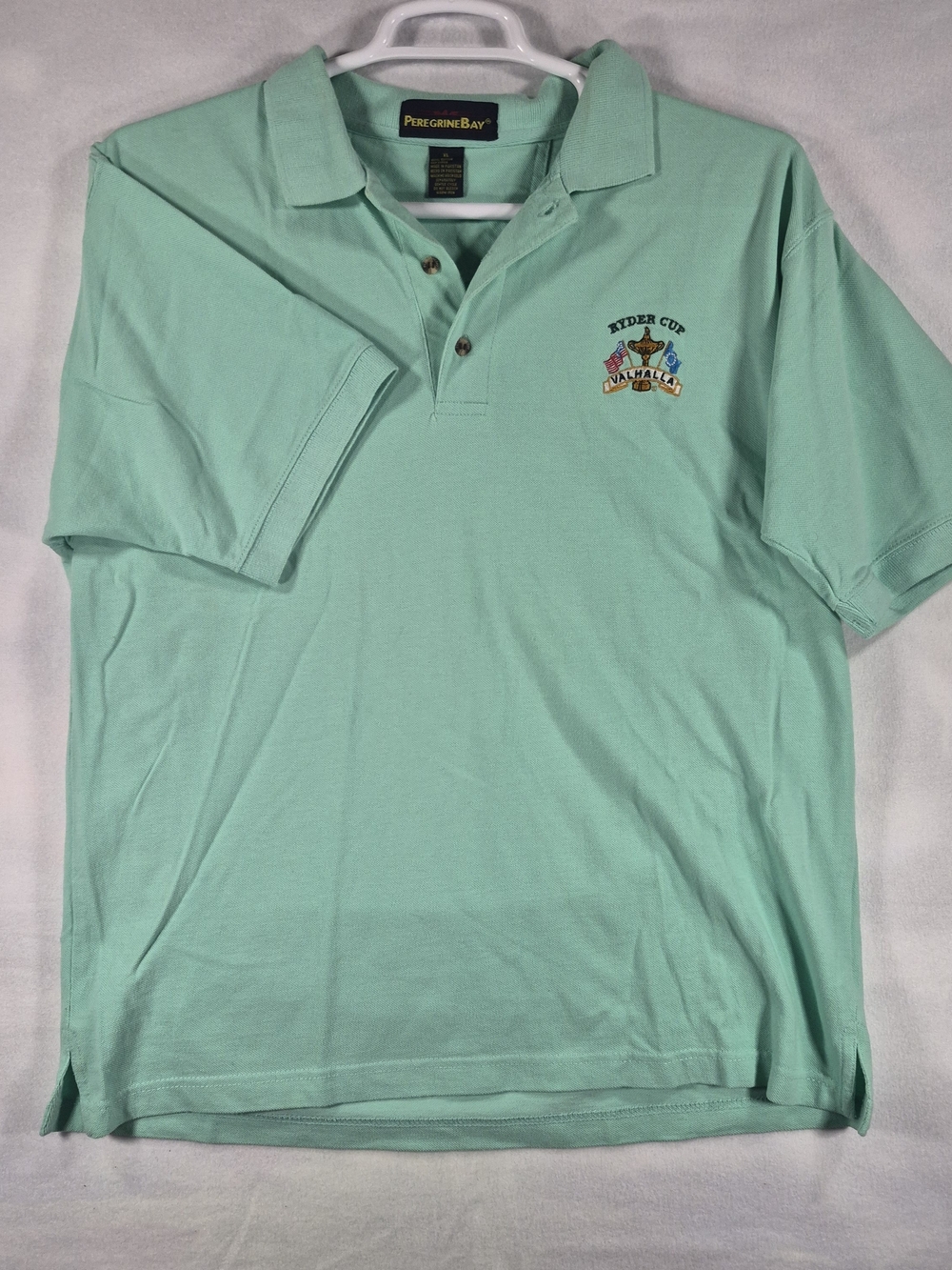 Peregrine Bay Men's Ryder Cup Valhalla Golf Polo Shirt Mint Green Size XL